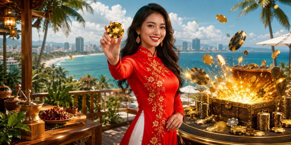 Người phụ nữ mặc áo dài tại Đà Nẵng sử dụng ứng dụng casino trên điện thoại