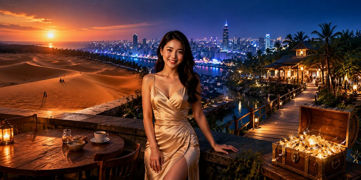 Người dùng kiểm tra giao dịch nạp tiền và ưu đãi tại Mũi Né bên ly cà phê